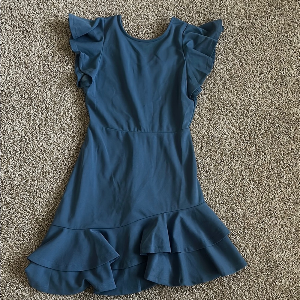 Blue Ruffle Sleeve Dress